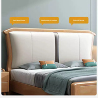 Lit double en bois massif avec dossier souple, meubles de chambre à coucher, fabrication chinoise