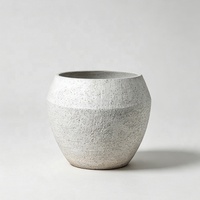 Ventes en gros de pots à fleurs en ciment pour l'extérieur/l'intérieur, légers, durables, ronds, sculptés à la main, pour villa, jardin, patio, hôtel