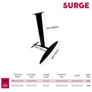 อุปกรณ์ไฮโดรฟอยล์คุณภาพสูง JFS คาร์บอนไฟเบอร์และอะลูมิเนียม รุ่น Axis Surge 835 ตารางเซนติเมตร สำหรับเล่นเซิร์ฟในทะเล คุณภาพสูง C - Product Image 3