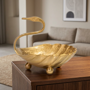 Cuenco Decorativo Hecho a Mano en Forma <span class=keywords><strong>de</strong></span> <span class=keywords><strong>Cisne</strong></span> <span class=keywords><strong>de</strong></span> Latón con <span class=keywords><strong>Cuello</strong></span> Esculpido y Patas Esféricas - Product Image 6