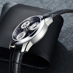 Montre mécanique à disque rotatif, mouvement automatique des heures sauteuses 24h, boîtier en acier inoxydable, montres uniques de qualité supérieure pour hommes - Product Image 2