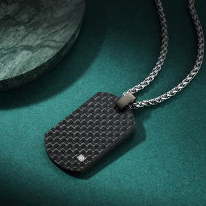 Alin Factory Direct Senior <span class=keywords><strong>Plaid</strong></span> Men's Stainless Steel Anla Necklace Simple Hundred Pendant Fashion Trend Jewelry - Product Image 3