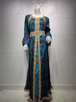 Robe en dentelle à fleurs brodée, style ethnique moyen-oriental, modeste et respirante, pour femmes musulmanes à Dubaï