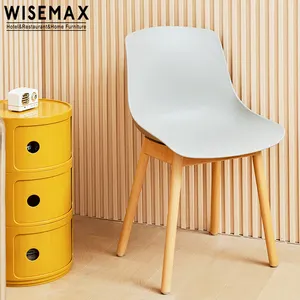 WISEMAX Đồ Nội Thất Phòng Ăn Tối Giản Đồ Nội Thất Ghế Tựa Lưng Cong Ghế Nhựa Khung Nhựa Chân Gỗ Ghế Ăn Không Có Cánh Tay