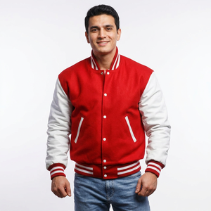 Veste universitaire personnalisée pour homme, col montant, style bomber, avec logo imprimé numéros et lettres - Product Image 1