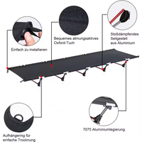 Lit de camping pliable ultraléger et compact en aluminium et tissu Oxford pour l'extérieur, idéal pour les voyages (OEM)