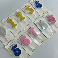 Bougies d'anniversaire en cire de paraffine scintillantes en forme d'étoile, or, argent, rose, bleu, avec emballage individuel pour décorations de gâteaux