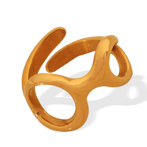 Geometric <b>Ring</b> Irregular Shape Asymmetrical C <b>Opening</b> Unisex Daily Jewelry Gold Silver Tone - Product Image 5