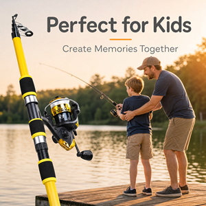 Canne à pêche télescopique portable pour enfants 1,5 m 1,8 m en fibre de verre ultralégère avec moulinet Shimano et <span class=keywords><strong>Daiwa</strong></span> pour la pêche à la carpe et en mer - Product Image 5