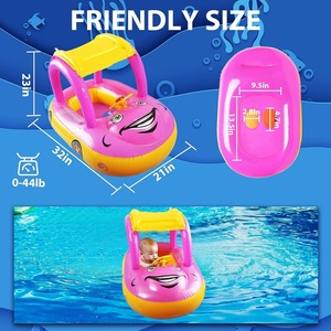 Asiento Flotador para Bebé con Bolsillo Ajustable, Flotador para Piscina con Toldo de Seguridad, Flotador de Natación para Bebé con Forma de Cerdo - Product Image 2