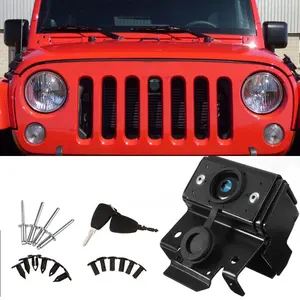 Kit de bloqueio de capô para compartimento do motor dianteiro, conjunto anti-roubo de bloqueio de capô para Jeep Wrangler JK 2007-2018