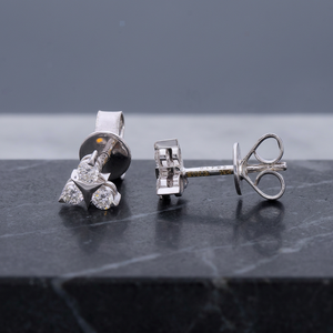 Pendientes de Oro Blanco de 14K con Diamantes Cultivados en Laboratorio CVD de Corte Brillante, Diseño de Racimo, Chapados en Oro, para Mujer, Regalo de Aniversario de Bodas, Certificación IGI - Product Image 1