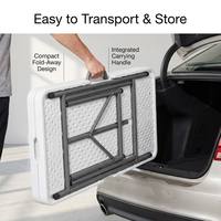 Table pliante en plastique blanc robuste de 6 pieds, pliable en deux, portable pour pique-niques et événements en plein air
