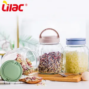 Lilac BSCI SGS LFGB 1200ml 2000ml screw top glass jars frasco de vidrio de almacenamiento frascos de vidrio