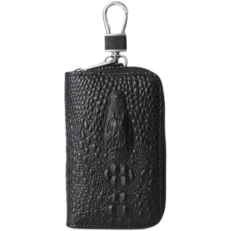 Genuine leather Key Organizer with Car Key Fob Holder crocodile head zipper key bag for cars