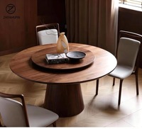Table à manger ronde sur piétement conique, base colonne en noyer, bureau circulaire, table en bois sur mesure à jointure mortaise et tenon