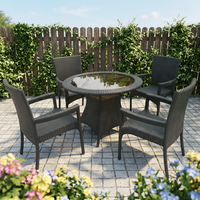 Ensemble de tables et chaises de jardin en rotin, pour restaurant d'hôtel de chine