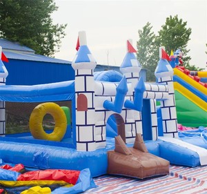 Château gonflable bleu et blanc <span class=keywords><strong>de</strong></span> haute qualité avec toboggan, maison <span class=keywords><strong>de</strong></span> saut en PVC pour enfants, utilisation intérieure, extérieure, jardin, fête - Product Image 5