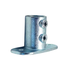 Galvanized malleable iron key clamps floor flange with screw hole for bolt fixing zinc casting structural pipe fittings