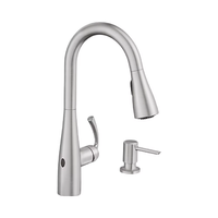 Robinet de cuisine monocommande MotionSense moderne et contemporain en acier inoxydable chromé, sans contact, avec douchette extractible en céramique à montage sur plan