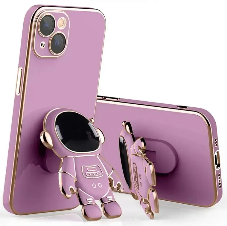 Electroplated 6D Astronaut fold Stand Phone Case for iphone 12 13 11 pro max XS MAX XR 7 8 plus whit lens film