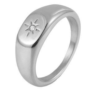 Anillo de moda yunique, color acero, estrella de ocho puntas, engaste de diamantes, joyería de regalo unisex - Product Image 5