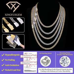 Collares de Moissanita de Plata 925 Bañados en Oro Blanco/Amarillo de 6mm con Diamantes Helados, Joyería Hip Hop, Cadena de Eslabones Cubanos - ¡En Stock! - Product Image 4