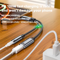 Adaptador USB C a 3.5mm para Auriculares y Cargador 2 en 1, USB C a Conector de Audio Auxiliar con Cable Dongle de Carga Rápida PD de 100W para Phone16