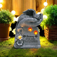 Personnalisé 3D Résine Chat Mémorial Statue Main Ange Aile Conception Solaire Lumières Personnalisé Souvenir Artistry Jardin Décoratif