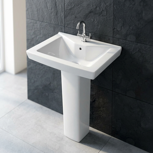 One Piece Bathroom White Color Pedestal Sink Basin Ceramic Stand Cylinder Pedestal Wash Basins - Product Image 4