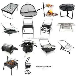 Durevole all'aperto pieghevole portatile in acciaio inox/acciaio al carbonio senza fumo Barbecue Barbecue Kebab griglie da campeggio a carbone