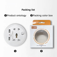 Adaptateur de voyage, prise standard ue, prise universelle blanche à cinq trous avec double prise d'alimentation USB avec câble de 1.5m