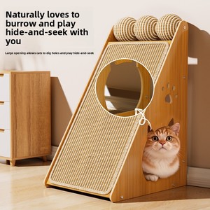 Triangular Wooden Scratcher Bed Claw-Sharpening Toy Vertical Climbing <b>Frame</b> Scratch Post - Product Image 2