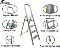 Échelle pliante multifonctionnelle en aluminium à 4 marches pour usage domestique, antidérapante, pour escalier, entrepôt, extérieur, salle de sport