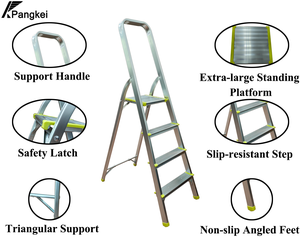 Scala Pieghevole in Alluminio Multiuso a 4 Gradini per Uso Domestico, Antiscivolo, per Magazzino, Esterni e Palestra - Product Image 2