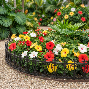 Round Cast Iron Garden <b>Fence</b> Elegant Black Ornamental Edging for Landscape Decor - Product Image 1