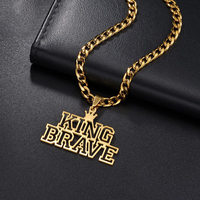 Collier tendance Hip Hop avec pendentif couronne exagérée en acier inoxydable plaqué or 18 carats, lettres DIY, pour homme, idéal pour les fêtes