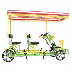 Vélo tandem à quatre roues avec auvent, cadre en acier carbone, double frein à disque, pour <span class=keywords><strong>plusieurs</strong></span> cyclistes, quatre personnes, frein à main - Product Image 2