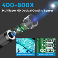 Mikroskop APEXEL 400X-800X dengan Layar, Kit Mikroskop Digital Resolusi 3um untuk Perbaikan Ponsel Anak-Anak