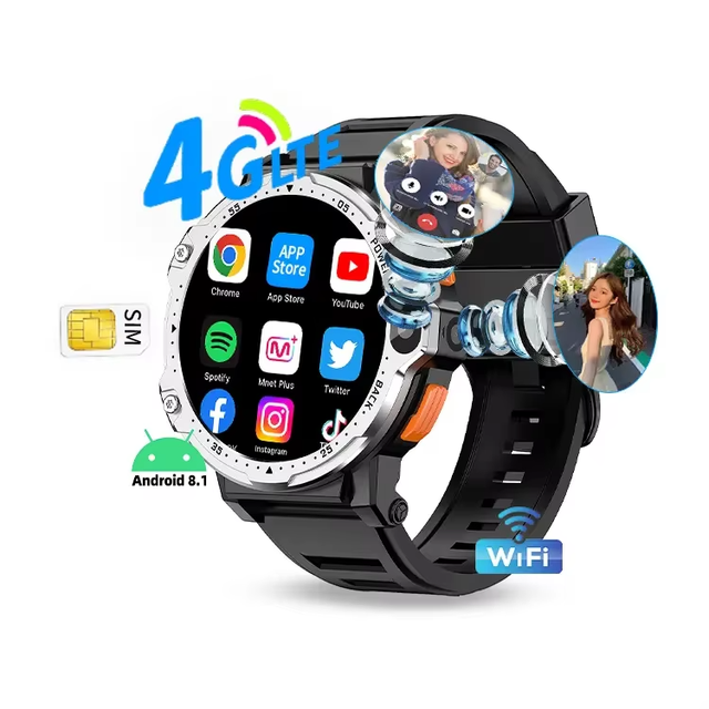 2026 New 4g Android Smart Watch Ram 2gb Rom 16gb Sim Card Gps Wifi Dual Video Camera Pg999 Round Smartwatch for Women Men