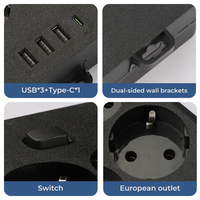 Stop Kontak Listrik Eropa AOTA HNPS-EU310BU 10 Lubang USB 16A 250V Kapasitas Besar Ekstensi Soket Hitam Elegan Harga Pabrik
