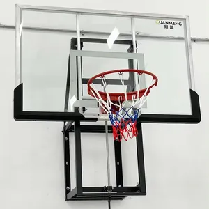 Support de basket-ball de levage vertical intérieur et extérieur réglable à manivelle à mur fixe suspendu cerceau de basket-ball pour adultes