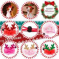 Chapeau de Noël et de la Saint-Valentin en tulle avec motif renne et étoile, accessoire universel pour animaux de compagnie (chats et chiens)