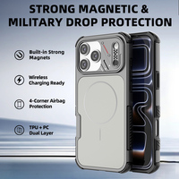 Étui de téléphone magnétique antichoc pour iPhone 18 Pro Max 17 Pro 16 15 14 13, coque de protection double couche TPU+PC avec airbag