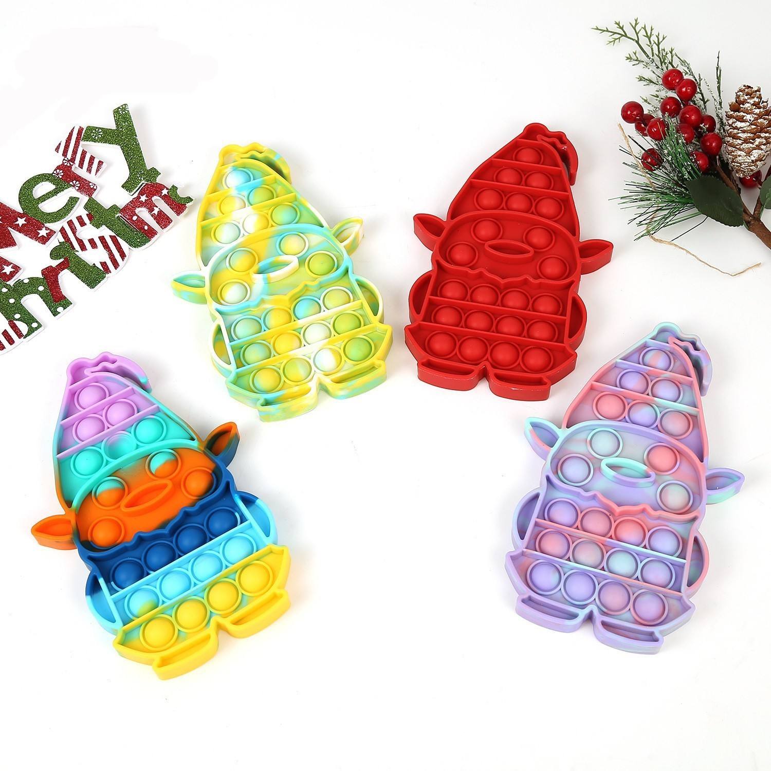 Wholesale Christmas Santa Silicone Toys Push Pop Bubble Chessboard Sensory Fidget Toy for Kids Stress Relief Gift