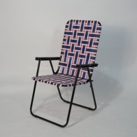 Chaise longue de plage d'été en métal et acier léger avec logo personnalisé avec accoudoirs rigides pour adultes à l'extérieur chaise attachée au ruban