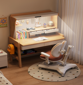 Wood Study <b>Desk</b> with Bookshelf Storage Drawer Adjustable Kids <b>Computer</b> <b>Desk</b> Furniture Set - Product Image 4