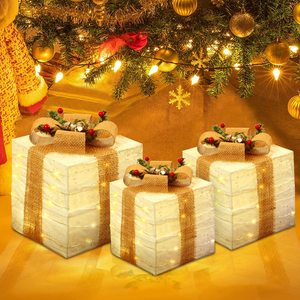 Falda para árbol de Navidad iluminada para interiores, con motivos navideños, para fiestas, jardín y patio, juego de cajas de regalo, decoraciones luminosas - Product Image 6