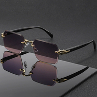2025 lunettes de soleil polygonales sans monture vente chaude en plein air en métal articulé haute qualité hommes femmes lunettes de soleil taillées