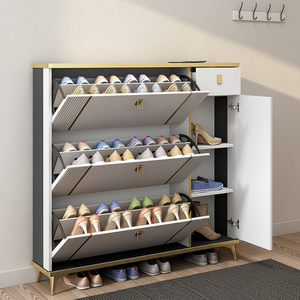 Zapatero de Madera MDF Ultrafino Moderno de Gran Capacidad, Plegable, Impermeable, con 5 Estantes, Ahorro de Espacio, Mueble para Sala de Estar - Product Image 1